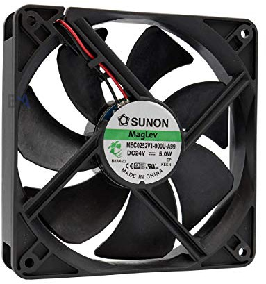 SUNON Fan 120mm 120x120x25 MEC0252V1-000U-A99 24V DC 0.21A 5W Air Fan 120mm 12cm 2 Wires (+/-) Cooling