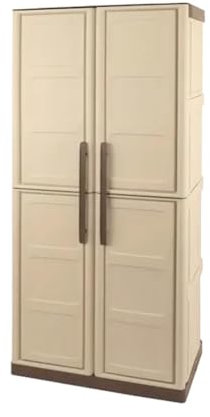 Armario de altura completa en polipropileno, material reciclable y ecológico sostenible, está equipado con bisagras de acero y estantes ajustables, dimensiones L 700 x P 390 x H 1.650 mm