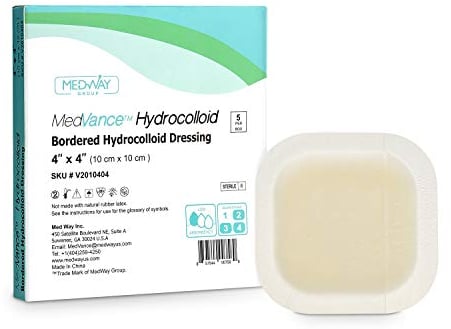MedVanceTM Hydrokolloid - Umrandeter Hydrokolloid-Haftverband, 10 cm x 10 cm, Packung mit 5 Verbänden