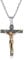 Nofade Silver 925 Silber Sterling Herren Halskette Jesus Christus Kreuz Anhänger mit Kette breite Panzerkette 45 + 5 cm