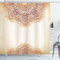 ABAKUHAUS Victorien Rideau de Douche, Art Oriental Vintage, Tissu Ensemble de Décor de Salle de Bain avec Crochets, 175 cm x 200 cm, Beige