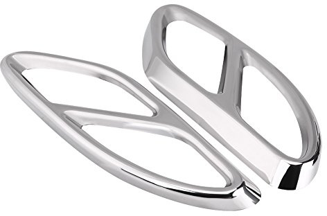 Keenso Auto Auspuffblende, 1 Paar Auto Auspuff Schalldämpfer Endrohr Abdeckung Edelstahl Auspuffblende Ersatz für GLC C E-Klasse C207 Coupe 14-17 (Silber)