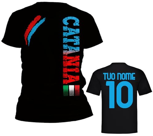 vestipassioni T-Shirt Catania T-Shirt Ultras Tifosi auch für Kinder, Logo, Schwarz Large