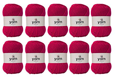 Korbond DK Yarn 10x100g 2900m, Knitting & Crochet, Bright Pink | Bright Pink | 10 x 100g Balls | Approx. 2,900m Total | 100% Acrylic