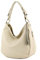 modamoda de T200 Damen Leder Schultertasche Henkeltasche handmade in Italy, Farbe:Creme