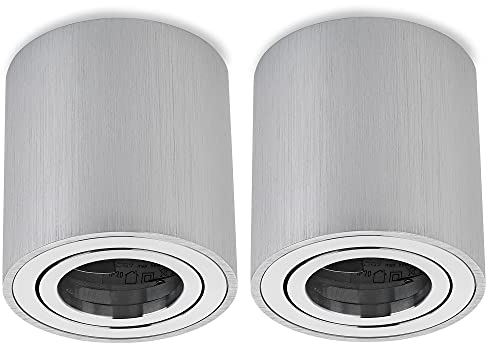 Sweet Led 2x Aufbaurahmen Silber GU10 Aufbauspots Rund Deckenspots aus Aluminium Deckenleuchte Aufputz schwenkbar Spots 230V Deckenlampe schwenkbar Aufbauleuchte