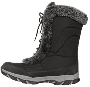 Mountain Warehouse Ohio Womens Snow Boots - Snow Proof Ladies Faux Fur Shoes, Thermal Tested -20 °C, IsoTherm - Winter Skiing, Winter Sports, Walking Jet Black Adult Shoe Size 7