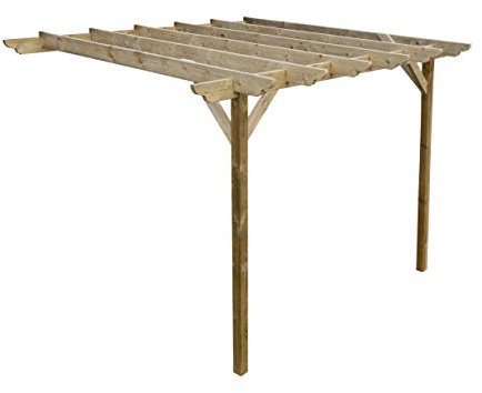 Wooden Garden Lean-to Pergola Kit - Dinasty Design Shade Canopy Gazebo (3m x 4.2m, Natural (light green))