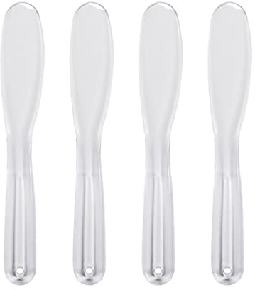 minkissy 4pcs Cosmetic Spatula Plastic Facemask Stirring Stick Makeup Scoop Facial Beauty Spoon Eye Cream Massager Applicator for Mixing Sampling Transparent