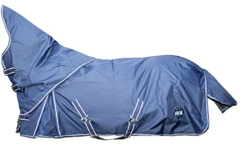 HKM 10967 Regendecke, abnehmbares Halsteil, Wasserdicht, Pferdedecke Blau, 125