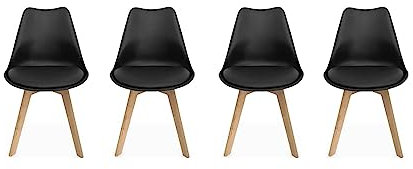 Alice's Home - Lot de 4 chaises scandinaves. Pieds Bois de hêtre. Chaise 1 Place. Noirs