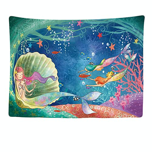 Ulticool - Meerjungfrau Kinderzimmer Verzierung Mädchen Junge - Wandteppich - 200x150 cm - Großer Wandteppich - Posterdeko - Wandkunst Zubehör für Schlafzimmer Wohnzimmer Kinderzimmer