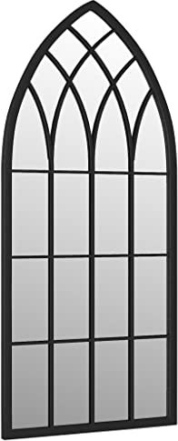 vidaXL Gartenspiegel Fensterspiegel Wandspiegel Hängespiegel Zierspiegel Dekospiegel Gartendeko Spiegel für Außenbereich Schwarz 70x30cm Eisen