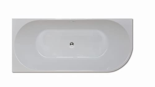 Baignoire en acrylique - Côté droit arrondi - 180 x 80 cm - Blanc