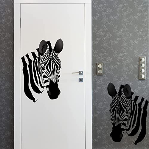 PLIGREAT Zebra Wandaufkleber, Afrikanische Tiere Wandtattoo Vinyl Selbstklebend, Schwarz Weiß Gruß Zebras Wanddekoration Heimkunst Wandbild für Wohnzimmer TV-Hintergrund Büro