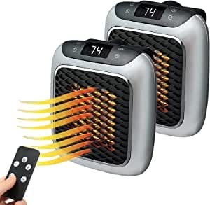 2 STÜCKE Elektrische tragbare Heizung 800 W, Mini-Raum-Wandheizung mit Fernbedienung und einstellbarem Thermostat, leiser Luftheizlüfter mit niedrigem Energieverbrauch für Büro, Zuhause, EU-Stecker
