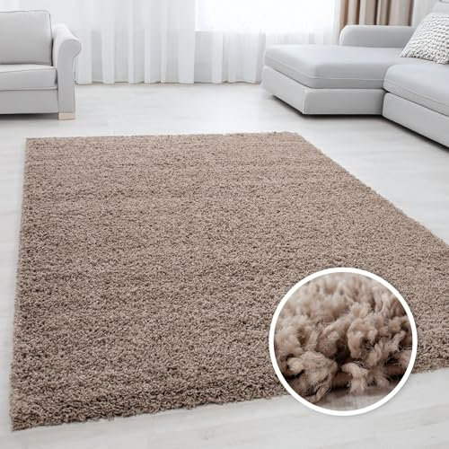 Miovani Hochflor Teppich 300x400 cm Beige - Besonders weicher Shaggy Teppich in vielen Farben & Größen für Dein gemütliches Zuhause - Teppich Wohnzimmer & Schlafzimmer
