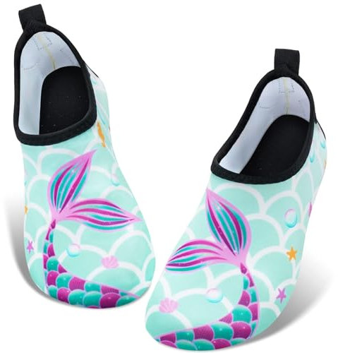 WAWSAM Kinder Strandschuhe Mädchen Meerjungfrau Schwimmschuhe Aqua Schuhe (Blau, Toddler, Numeric_24, Numeric_Range, eu_Footwear_Size_System, Numeric_25, medium)