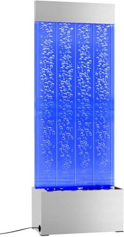 vidaXL Wassersäule Säulenleuchte Wasserfall Sprudelsäule Lichtsäule Sprudelwand Wasserwand Blasensäule mit RGB LEDs Edelstahl Acryl 110cm
