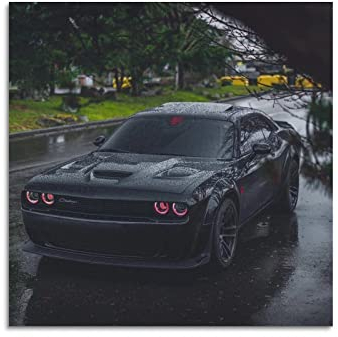 JUNNA Sportauto-Poster für Dodge Challenger SRT Rennauto, dekoratives Gemälde, Leinwand, Wand- und Kunstbild, Familien-Schlafzimmer, Dekoration, 40 x 40 cm