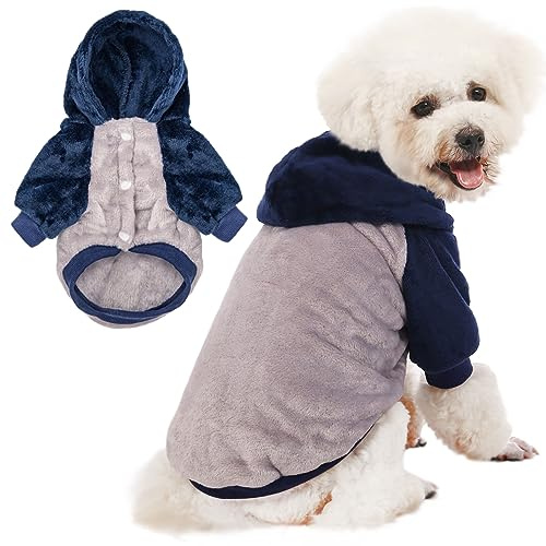 FabriCastle Small Dog Hooded Sweater, Dog Clothes XXS XS Small for Dogs Boy & Cats, Soft and Warm Pet Coat, Winter Pet Jacket, Doggy Apparel Costumes, Puppy Outfits Hoodies (Grey Body, X-Large)