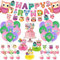 Eule Geburtstag Party Dekorations, niedliche Eule Party Zubehör mit Happy Birthday Banner, Honeycomb Centerpieces, Ballons, Cupcake Topper, rosa Eule Waldland Party Zubehör für Kinder, Baby Shower