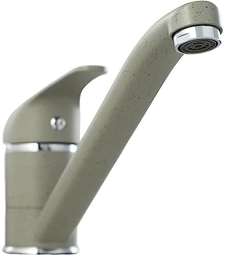 gospo Küchenarmatur, schwarzer Wasserhahn, Einhebel-Armatur für Küche oder Badezimmer, Mischbatterie mit komplettem Montageset, Wasserhahn für Haushaltsspülen (Grau)