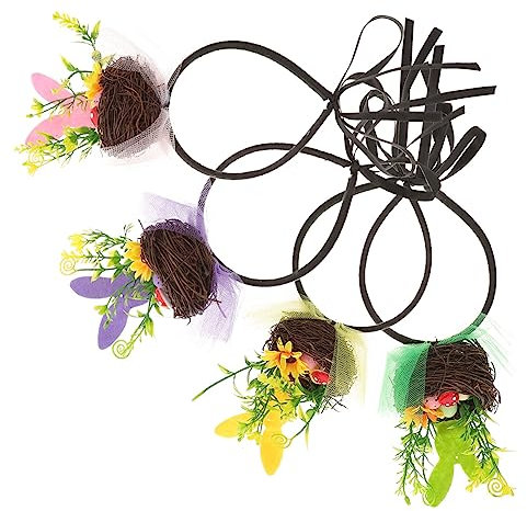 ibasenice 4 Stück Osterkopfschmuck Party-haarbänder Hasenohren Stirnband Osterhaare Kaninchen-vogel-nester-dekoration Haarreifen Für Die Osterparty Hölzern Abschlussball Kleidung Kind