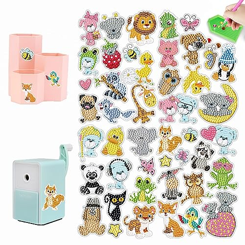 47 Stück Animal 5D Diamond Painting Kinder Set DIY Cartoon Kreativ Diamant Malerei Aufkleber Multi Muster Animal Mosaik Basteln Schmücken Diamant Aufkleber Painting Geschenke für Jungen Mädchen