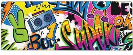 Bunte Graffiti-Muster Schreibtischunterlage, Mauspad/Matte, rutschfeste Laptop-Schreibtischunterlage, wasserdichter Schreibblock, für Büro, Zuhause