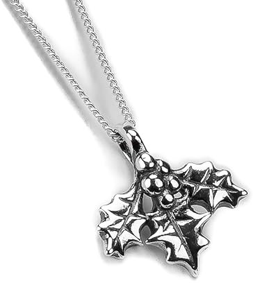 HENRYKA 925 Sterling Silver Minimal Holly Leaf Necklace | Festive Winter Christmas Jewellery | Gifts for Her