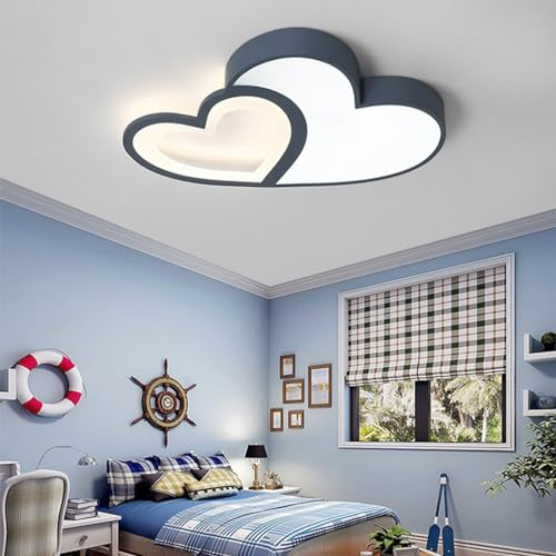 LED Cartoon Deckenleuchte Dimmbare Acryl Deckenleuchte Kreatives herzförmiges Design Deckenleuchte für Kinder Schlafzimmer Wohnzimmer Esszimmer Dimmbar Kronleuchter,Rosa (Color : Blau)