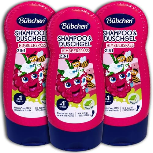 Bübchen Lot de 3 shampoings et gel douche 2 en 1 Parfum framboise 3 x 230 ml