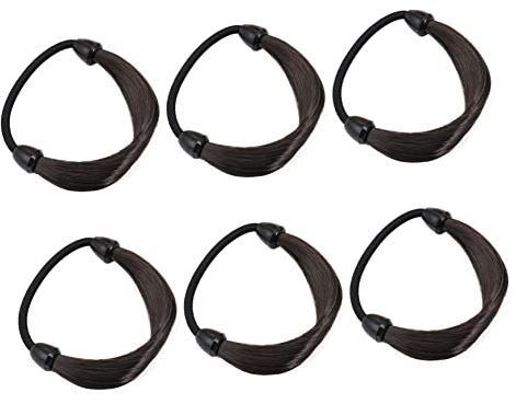 IWOWHERO Elastische Haargummis aus Kunststoff Schwarz 6 Stück-pack für Damen und Mädchen Bequemer Halt für Jeden Anlass
