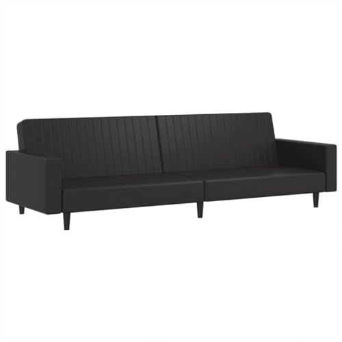 vidaXL Schlafsofa 2-Sitzer Schwarz Kunstleder