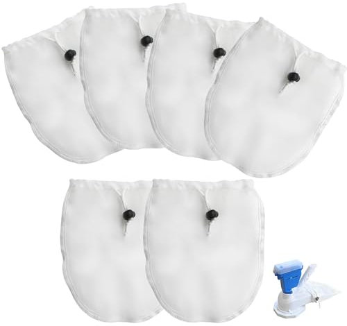 6pcs Auffangbeutel Ersatz Netz,Stoff Filter,Reinigung Netzbeutel,Staubsaugerbeutel für Boden, Pool,Ersatfiltersäcke für Poolsauger(100Micron)