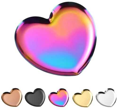 TOPYOKK Stainless Steel Spoon Rest for Stove Top, Cute Spoon Rest for Kitchen Counter, Cooking Spoon Holder for Kitchen Counter (Heart, Rainbow)
