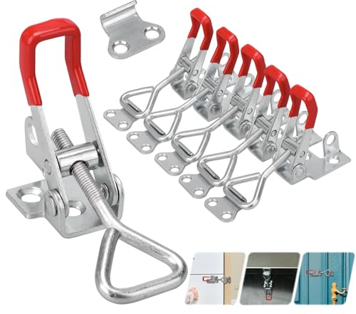 Kigniote 6 Pezzi Chiusura a Leva Morsetto con Chiusura a Levetta Leva Regolabile in Metallo Chiusure a Gancio Morsetti a Leva-Per Porte, Scatole, Armadi, Rimorchi, ecc.Capacità di Carico 100KG