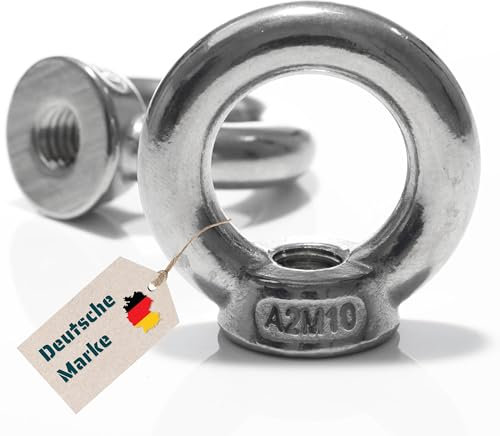 Ringmutter DIN 582 M6 M8 M10 bis M30 Ösenmutter/Ringöse aus A2 V2A Edelstahl für sichere Befestigungen und Hebeanwendungen (10, M10)