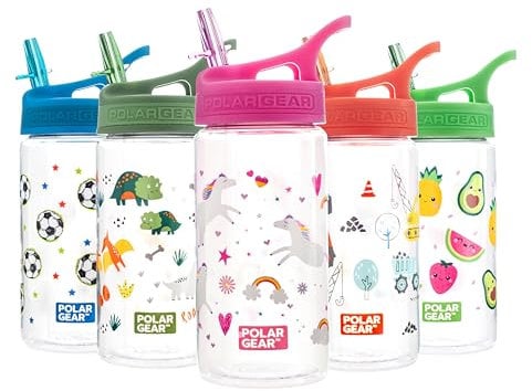Polar Gear Kids Water Bottles with Straw - 400ml BPA Free Toddler Water Bottle With Straw - 100% Leakproof Kids Water Bottle with Carry Handle - School Water Bottle - Unicorn