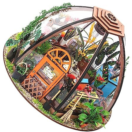 BESTonZON 1 Set Cottage Serra Casa Delle Bambole In Miniatura Fai Da Te In Miniatura Camera Kit 3D Modello Giocattolo Fai Da Te Modello Di Cabina Casa In Miniatura Mestiere Kit Fai Da