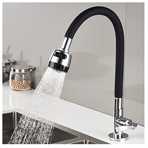 CWHHTVBI Küche Wand Typ Universal drehbar Kupfer Gemüse Becken Einzigen Kaltwasser Wasserhahn Balkon Waschen Wasser mopp Pool Wasserhahn(Black a)