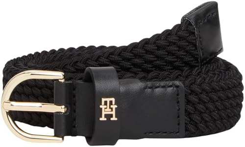 Tommy Hilfiger Damen Gürtel Essential Effortless 2,5 cm Elastic Ledergürtel, Schwarz (Black), 85 cm