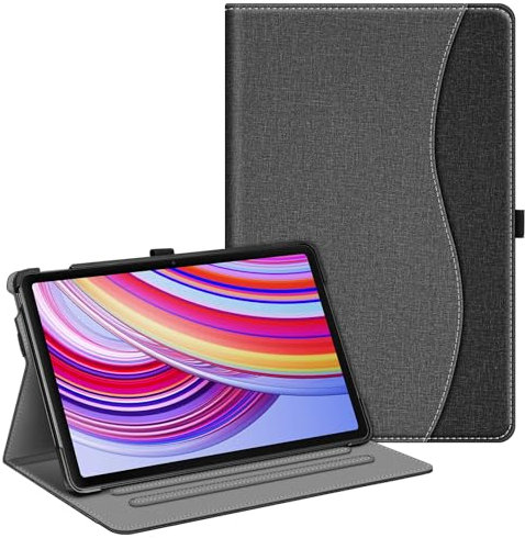 Fintie Hülle für Xiaomi Redmi Pad Pro 12.1 Zoll 2024, Multi-Winkel Betrachtung Schutzhülle mit Dokumentschlitze Auto Schlaf/Wach Funktion, Denim Grau