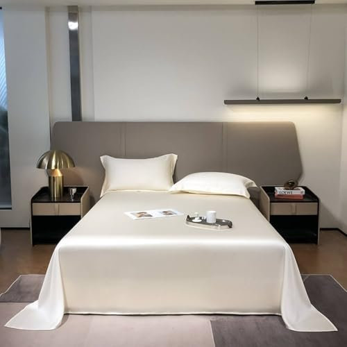 Flaches Blatt, Cremiges Beige Lyocell-Fasern Betttuch, für Boxspringbetten, Bequem | 245x265cm