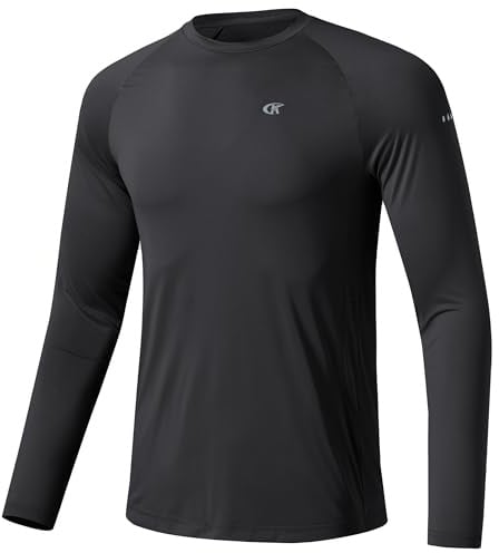 Huayuzh Herren UV-Schutz Rashguard UV Shirt UPF 50+ Langarmshirt Schwimm T-Shirt Schnelltrocknend Atmungsaktiv Surfen Schwarz M