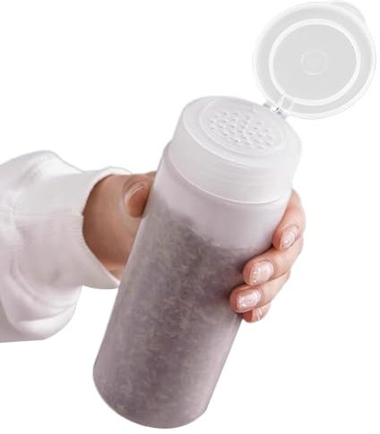 Condiment Containers, Reusable Storage Jars, 6x6x16.3cm/2.36x2.36x6.42 Inches Shaker Lid, 600ml Clear Capacity, for Powders Spices Glitter Kitchen Cabinet Drawer Organization