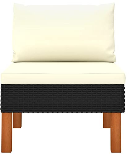 Eleganz Mittelsofa aus PE-Rattan & Eukalyptus Massivholz - Langlebiges Gartensofa mit Pulverbeschichtetem Stahl & Ölfinish - Perfekt für Garten & Terrasse