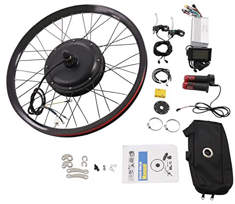 DRFGHK Kit de Conversion pour vélo électrique 26 Pouces, Moteur Roue arrière 72 V 2000 W avec écran LCD, contrôleur et Volant d'inertie 9 Vitesses. Kit de Conversion pour vélo électrique 26 Pouces.