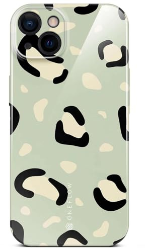 ONEFLOW für iPhone 13 Hülle mit Design Muster, Designer Case Handy Schutzhülle mit Kameraschutz, Hardcase Bedruckt dünne Handyhülle, Splash Cover, Mint Grün Leo Print